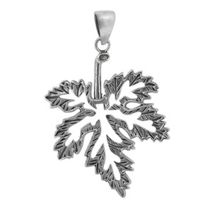 Sterling Silver Openwork Maple Leaf Pendant